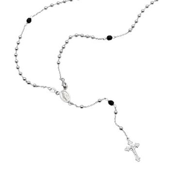 Cadena de plata con elementos de ónice y colgantes