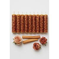 6 velas de cera de abeja con petalos de rosa y palo santo xl - ya-decoregalos ideal para relajacion y espiritualidad