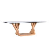 mesa centro nogal cristal 130x70x42 10 mm natural