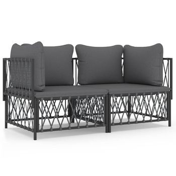 Conjunto Muebles De Jardín 2 Uds | Mesa Y Sillas Y Cojines Acero Gris Antracita