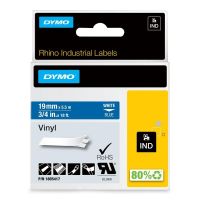 cinta para etiquetadora dymo rhino 19 mm x 55 m vinilo blanco sobre azul
