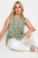 yours blusa caqui sin mangas estampado hojas mujer curvy y tallas grandes yours