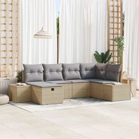 juego de sofa de jardin de 6 piezas con cojines beige ratan poli v5825 unico  beige
