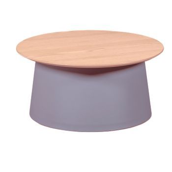 Mesa De Centro Redonda Con Tablero De Madera De Roble 69x69x34cm - Gris
