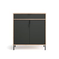 zapatero en melamina roble claro puertas grafito 89x80x29 cm