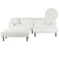 sofa esquinero 3 plazas de boucle izquierdo con otomana estilo minimalista blanco holt
