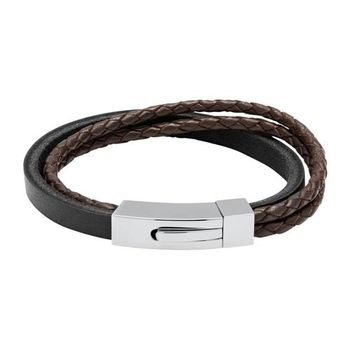 Pulsera de cuero marrón y negro grabable