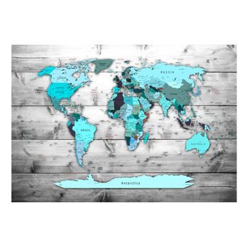 Papel Pintado 3d - World Map: Blue Continents (300x210 Cm)