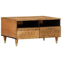 mesa de centro de diseno rustico con cajones 80 x 54 x 40 cm madera maciza de mango marron y hierro dec037176
