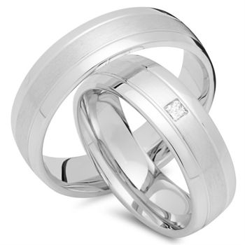 Alianzas 8 quilates oro blanco con diamante
