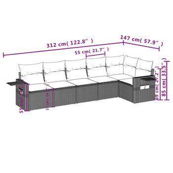 Conjunto De Sofás Para Patio Exterior (un Conjunto De 6 Piezas Con Cojines Beige)