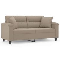 sofa de 2 plazas  sofa de salon  sofa de descanso con cojines tela microfibra gris taupe 140 cm