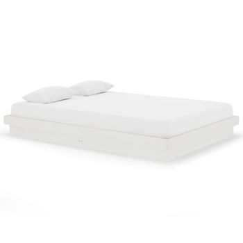 Cama Matrimonial | Cama Para Adulto | Estructura De Cama Madera Maciza Blanca 140x200 Cm