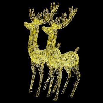 Renos De Navidad Acrílico 250 Led 2 Uds Blanco Cálido 180 Cm Vidaxl