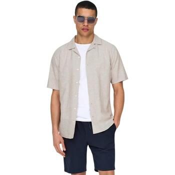 Only & Sons Camisa manga corta ONSCAIDEN SS SOLID RESORT LINEN NOOS 22025116 para hombre