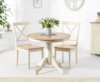 epsom 90cm oak and cream painted dining table with chairs - cream 2 chairs