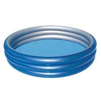 piscina hinchable redonda pequena para  6 anos azul y plata de o 150x53 cm