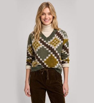PennyBlack para mujer. 2621366593200 Jersey jacquard de mezcla de mohair verde (M), Casual, Poliamida, Manga larga