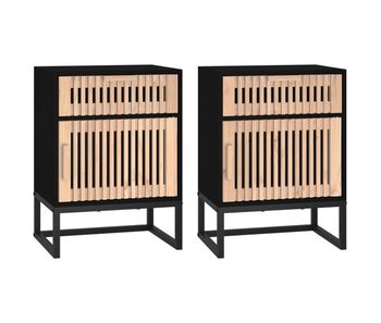 Vidaxl mesitas de noche 2 uds hierro y madera negro 40x30x55,5 cm