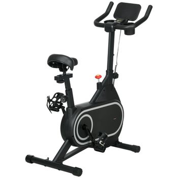 SPORTNOW Bicicleta Estática con Asiento y Manillar Ajustables Pantalla LCD Volante Inercia 4 kg y Soporte para Botella Negro   Aosom España