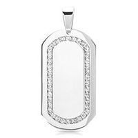 dogtag grabable de acero inoxidable con circonita