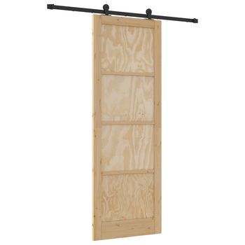 Puerta Corredera Natural Y Negro 83 X 232 Cm Vidaxl