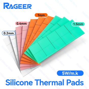 RAGEER 100PCS Almohadillas Térmicas de Silicona Conductora M.2 SSD NVME SATA para PC, Laptop, PS5, Disipador de Calor/GPU/CPU, Tarjeta Gráfica
