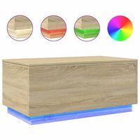 mesa de centro de salon de diseno moderno con luces led 90 x 50 x 40 cm madera de ingenieria color roble dec037653