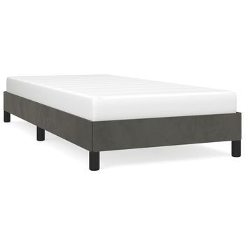 Cama Individual | Cama Para Adultos | Estructura De Cama De Terciopelo Gris Oscuro 100x200 Cm