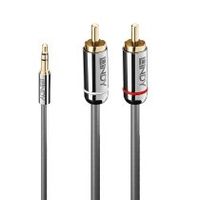 lindy 35333 cable de audio 1 m 35mm 2 x rca antracita