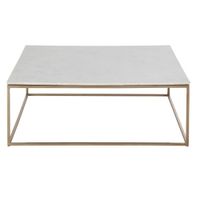 mesa de centro cuadrada de marmol blanco y metal 100x100 cm