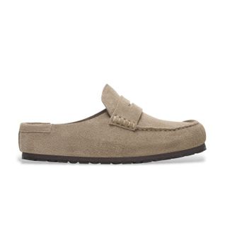 Birkenstock para mujer. 1029675 Zuecos de Piel Naples Wrapped (Ajuste Regular) taupe (39), Plano, Ninguno, Casual