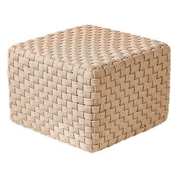 Puf Otomana Tejido A Mano Material Sintético Accesorios De Jardín 50 X 50 Cm Beige Claro Nalli