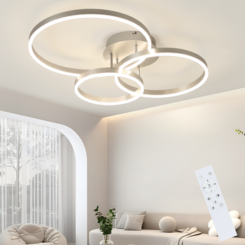 Lámpara De Techo Led Nettlife Para Salón, Regulable, 82 Cm, Diseño Moderno, Dorada, 74 W, Para Dormitorio Con Mando A Distancia.