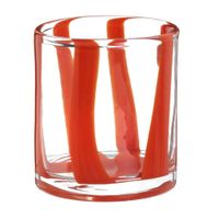vaso de vidrio con rayas naranjas