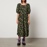 stine goya ursi floral-print crepe midi dress - xs