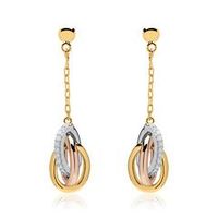 pendientes de oro 14 quilates tricolor con diamantes