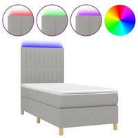 cama individual  cama box spring  cama para adultos colchon y luces led tela gris claro 100x200 cm