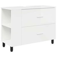 unidad de tocador de bano blanco brillante 80 x 35 x 60 cm vidaxl