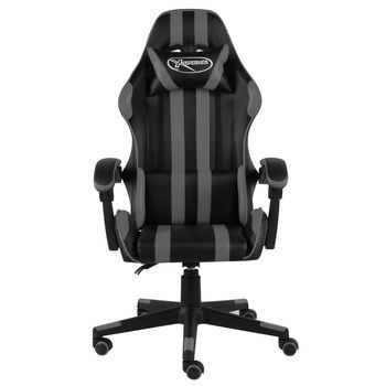 Sillón | Silla Gaming De Cuero Sintético Negro Y Gris