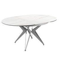 mesa comedor extensible redonda marmol porcelanico y acero gris angel cerda 1119 o120x77