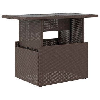 Mesa De Jardín，mesa Para Exteriores，mesa De Patio Superficie Vidrio Ratán Pe Marrón 100x55x73 Cm