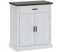 homcom aparador de 2 puertas aparador para salon rustico con 1 cajon estante ajustable para comedor entrada blanco 752x40x915 cm