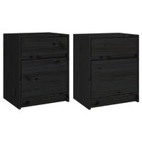 juego de 2 mesitas de noche con cajon y compartimento con puerta 40 x 31 x 50 cm madera pino negro dec035516