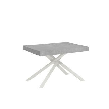 Mesa Extensible 90x130/234 Cm Karida Cemento Patas Blanca