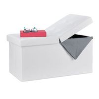 banco de cuero artificial con tapa plegable - white - 7x795x385cm