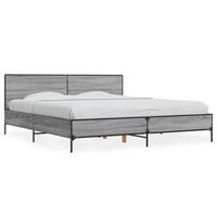 cama doble  cama para adultos  estructura cama madera ingenieria metal gris sonoma 200x200 cm
