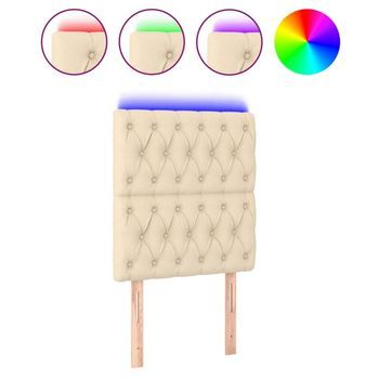 Cabecero Con Luces Led Tela Crema 80x7x118/128 Cm Vidaxl