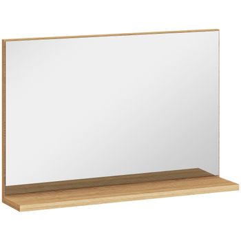 kleankin Espejo de Baño de Pared con Estante Abierto 60x12x40 cm Madera Natural   Aosom España