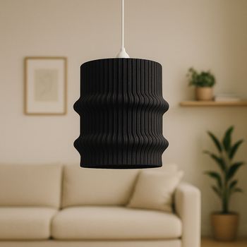 Lámpara De Techo Modelo Terra Nblb Negro Cable De Seda Trenzado Blanco Embellecedor Florón De Techo Blanco Luz Led E27
